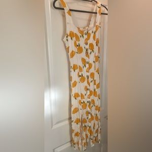 Melloday Medium Lemon Print Button-front Sun Dress